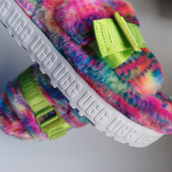 UGG Fluffita Pixelate Platform Slippers | Size 7 | NWT | Multicolor | Faux Shear - Picture 5 of 11